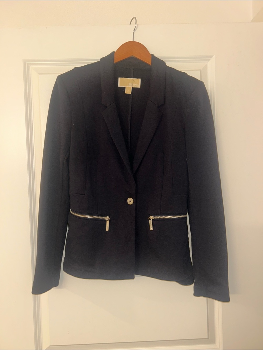 Navy Women's Tailored Blazer with Zip Pockets